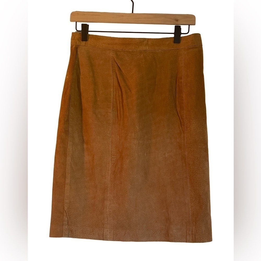 Forenza Vintage Suede Leather Pencil Skirt Color Chestnut
